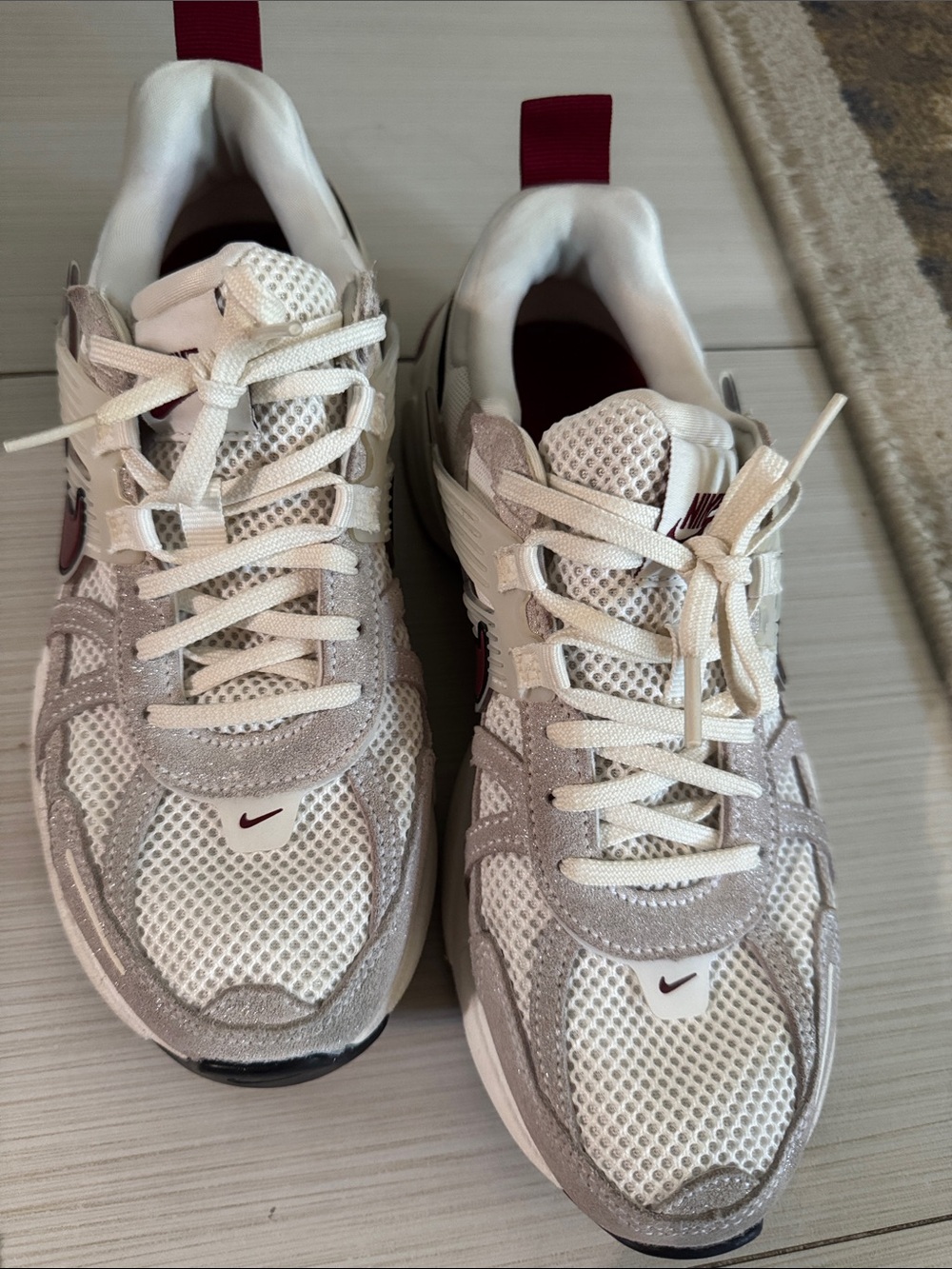 Nike Women’s White & Burgundy Mesh Trail Sneakers - Picture 2 of 7
